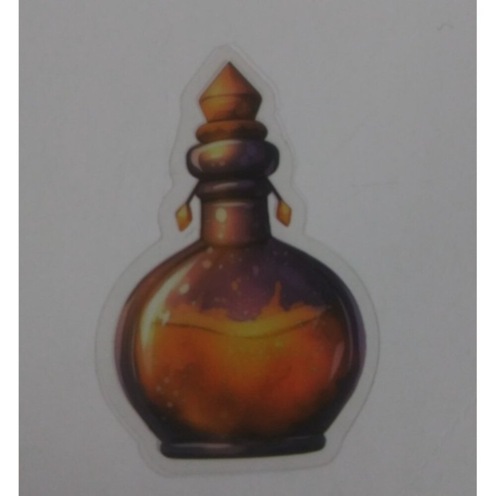 10/$10 Gold Bottle Of Potion Transparent Sticker 2.25" x 1.5" (AK)